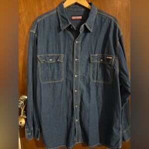 VTG Craftsman Shirt Mens Sz XL Denim Jean Button Up Long Sleeve